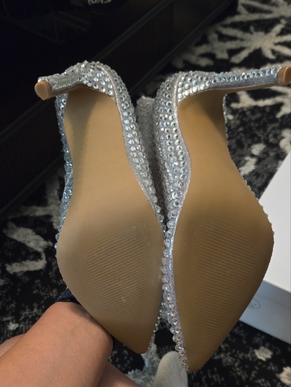 Steve Madden Silver Crystal Studded Pointed Toe Ankle Boots - Picture 4 of 12